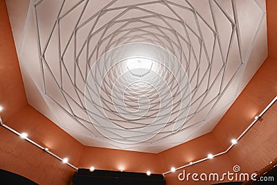 Futuristic ceiling with window indoors Stock Photo