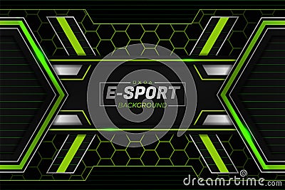 Modern Futuristic E-Sports Concept Glow Green Hexagon Pattern Background Vector Illustration