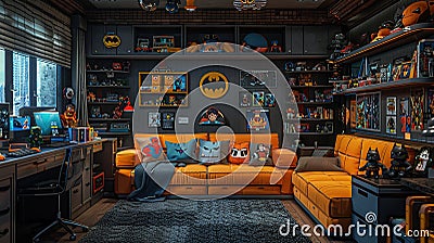 Batman Themed Gamer Room Stock Photo