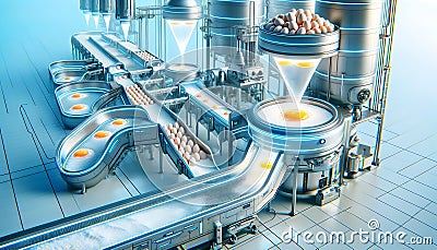 Modern-Futuristic-Poultry-Farm-Automation-Efficient-Robotic-Technology, egg processing Stock Photo