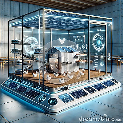 Modern-Futuristic-Poultry-Farm-Automation-Efficient-Robotic-Technology, egg processing Stock Photo