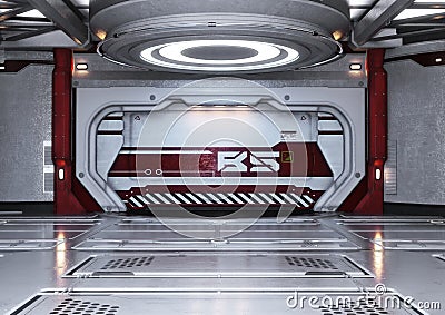 Modern futuristic spaceship interior background. Stock Photo