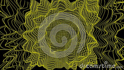 Modern and futuristic yellow network background of 3D soundwave visual equalizer or big data abstract visualization. Stock Photo