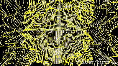 Modern and futuristic yellow network background of 3D soundwave visual equalizer or big data abstract visualization. Stock Photo