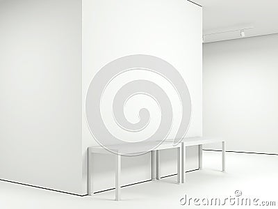 Modern gallery with two empty tables. 3d rendering Stock Photo