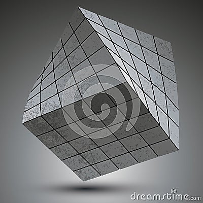 Modern galvanized stylish 3d construction created from squares, Vector Illustration