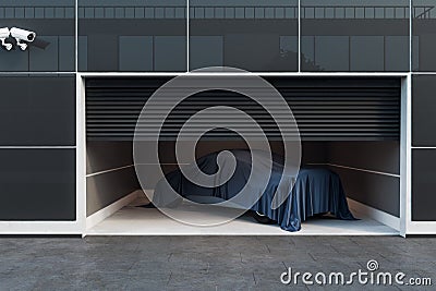 Modern garage interior with car Stock Photo