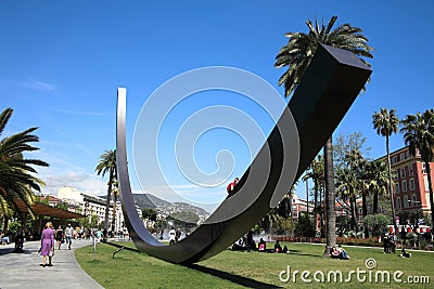 Modern garden design of Promenade du Paillon of Nice Editorial Stock Photo