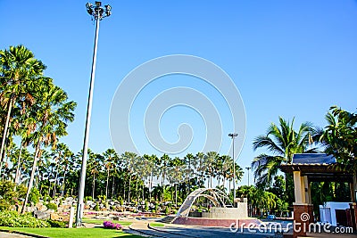 Modern Garden in Royal Flora Ratchaphruek Park Stock Photo