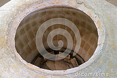 Tonir oven for baking Armenian traditional breads Stock Photo