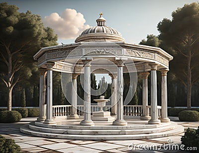 modern gazebo design with a round shape and circular pillars Stock Photo