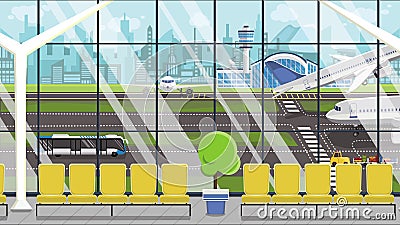 Modern generic airport, airfield view illustration Cartoon Illustration