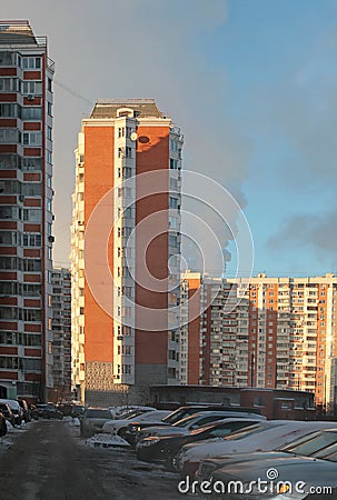 Modern generic apartment house in Moscow Editorial Stock Photo