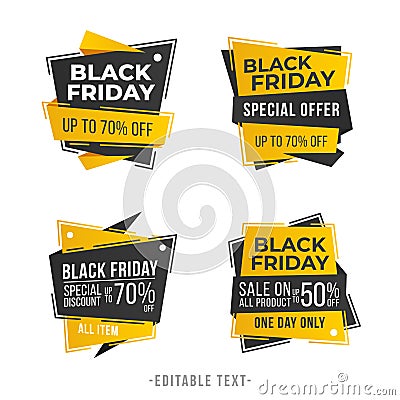 Modern Geometric Black Friday Sale Banner Vector Collection for Advertising, Promotion, Business, etc. Stock Photo