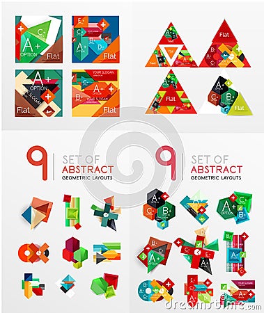 Modern geometric design temlates, universal diagram, banner, number options, workflow layout, steps, web elements Vector Illustration