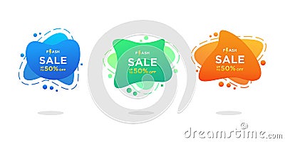 Modern geometric liquid colorful set. Vector template banners flash sale. Can use for web, mobile app, and print design. Isolated Stock Photo