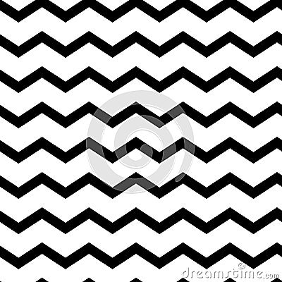 Modern geometric seamless pattern zig zag. Black waves. Classic striped retro background. Vector illustration Cartoon Illustration