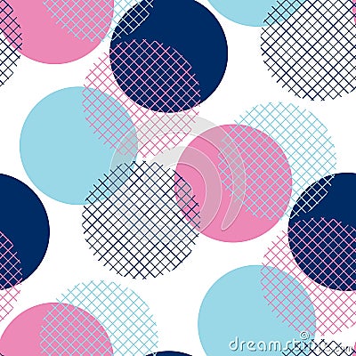 Modern geometry pink and blue polka dot seamless pattern Vector Illustration