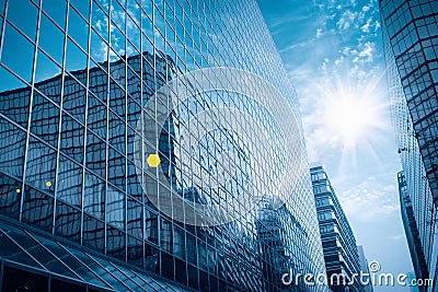 Modern glass building under the blue sky Stock Photo