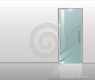 Modern glass door is a tree and transparent glass for architectural projects and building drawings. Vector Illustration