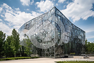 modern glass and metal building, with intricate details on the exterior Stock Photo