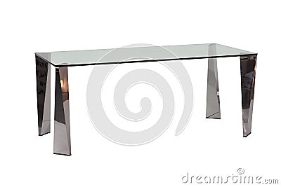 Modern glass top dining table Stock Photo