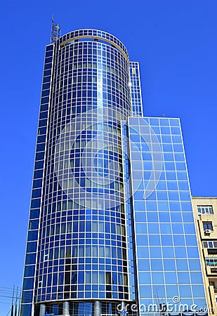 Modern glass tower - Romanian Chamber of Commerce Stock Photo