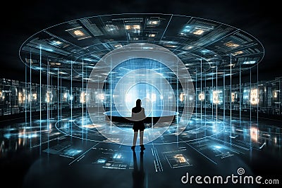 Modern Global Technology. Virtual Panel Stock Photo
