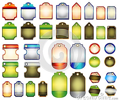 Modern glossy colorful metal badge and label plate Vector Illustration