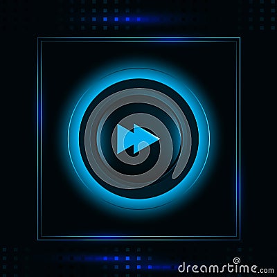 Modern glowing blue light forward button icon Vector Illustration