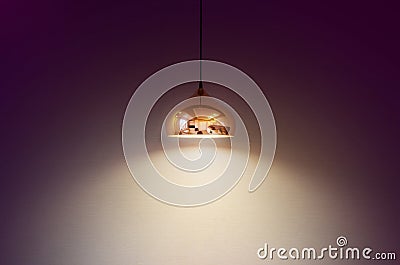 Modern lamp on a background of maroon wall Stock Photo