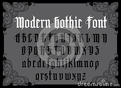 Modern Gothic Font Vector Illustration