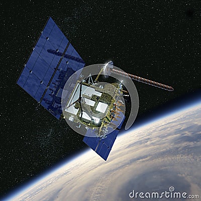 Modern GPS satellite Stock Photo