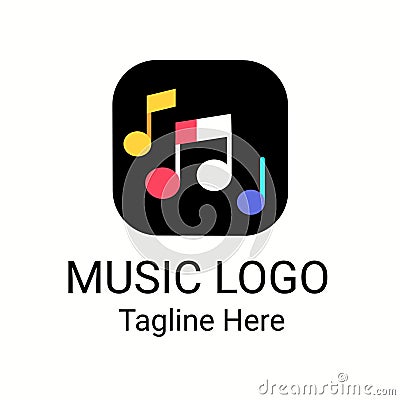 Modern Gradient Colour Music Logo Vector. Stock Photo