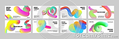 Modern gradient line banner templates. Creative layout with colorful fluid line forms. Smooth 3D gradient curves card Vector Illustration