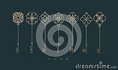 Modern graphic key collection green Vector Illustration