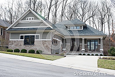 Modern Gray Brick House Stock Photo