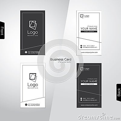 Modern gray and white vertical business card vector templates Vector Illustration