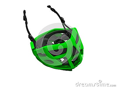 Modern green cycling helmet for extreme rides 3d render on white background no shadow Stock Photo
