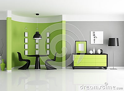 Modern green dining room Stock Photo