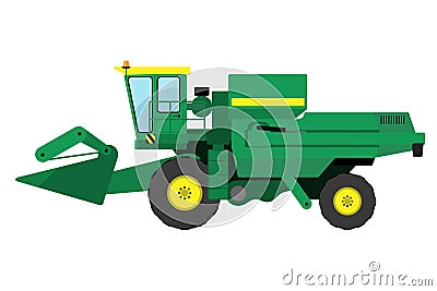 Modern green harvester Vector Illustration