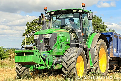 A modern green john deere 6190r tractor Editorial Stock Photo