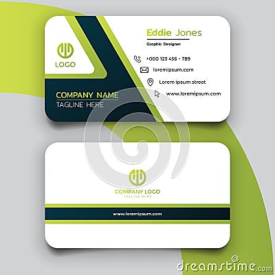 Modern green light line busines card template design Vector Illustration