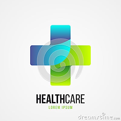 Modern green medical cross symbol. Vector Vector Illustration