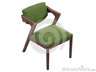 Modern green velvet upholstery dining chair. 3d render Stock Photo