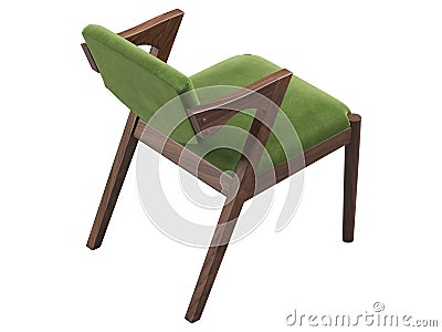 Modern green velvet upholstery dining chair. 3d render Stock Photo