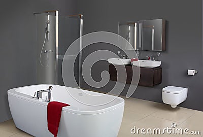 Modern Grey Bathroom Stock Photo