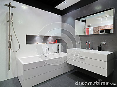 Modern grey bathroom Stock Photo