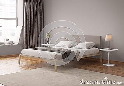 Modern grey bedroom interior Stock Photo