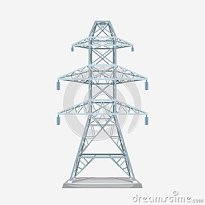 Modern grey electric tower isolated on white Vector Illustration